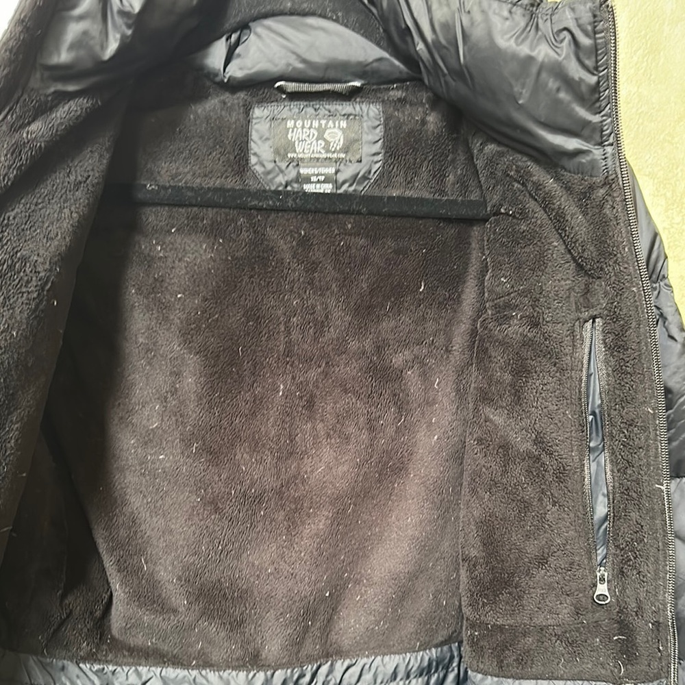 Mountain Hardwear Down Puffer Coat Women’s sz XS| Black Jacket w/Removable Hood - Picture 3 of 8